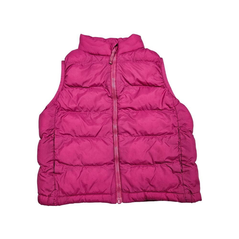 Uniqlo Puffer Vest Kids 3 Magenta Pink Quilted Lightweight Full Zip Outerwear